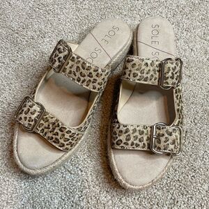 Sole Society Cheetah Leopard Print Fur Platform sandal